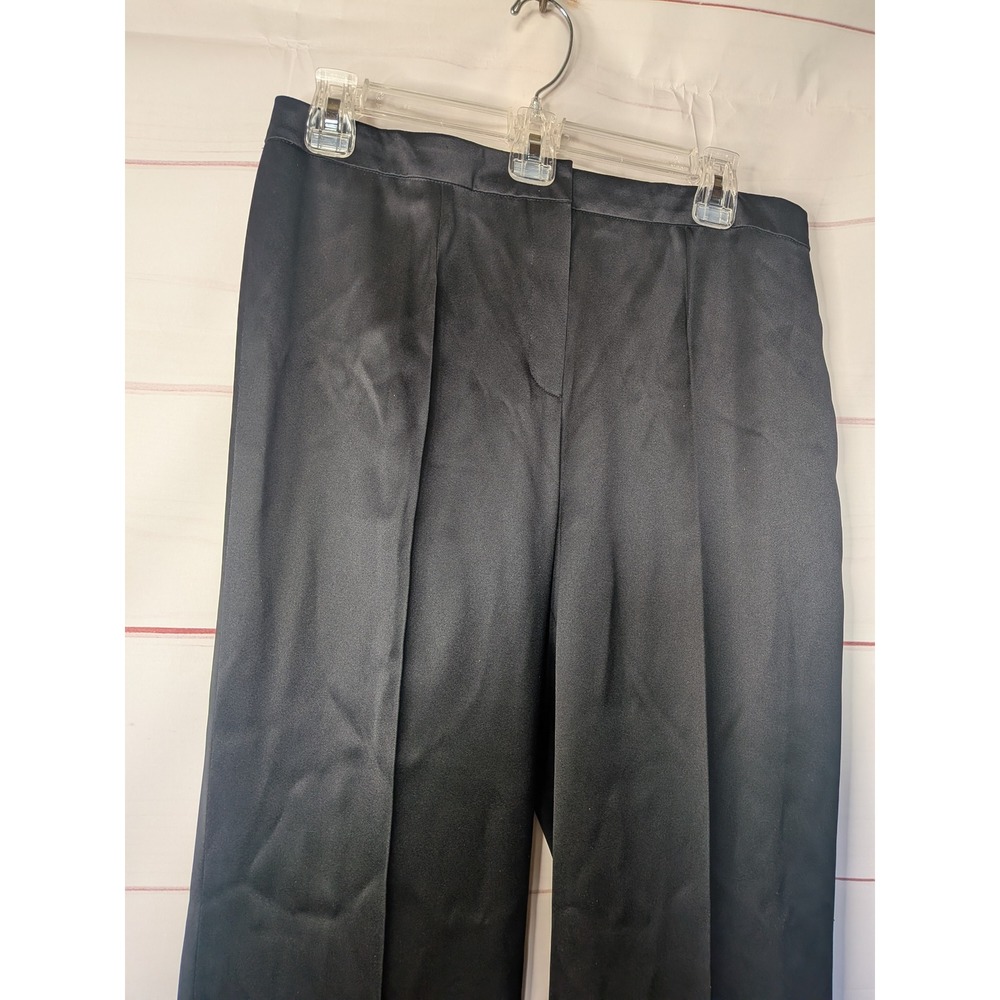 Escada Black 100% Silk Wide Leg Trousers Pants Size 38 Made in Slovenia - Picture 3 of 11